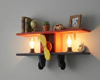 Plano de estante y lámpara de avión DIY / Decoración de pared para habitación infantil (PDF, descarga digital)