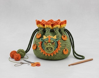 Patrón de bolso de dragón a crochet / Bolso de dados amigurumi PDF / Descarga digital