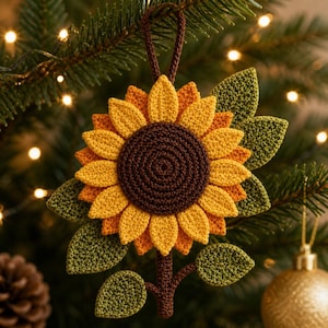 Crochet Sunflower Applique Pattern PDF | Floral Patch for Tote Bag, Pillow, Garland, DIY Decor