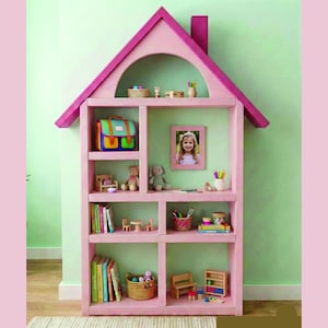DIY Kids Dollhouse Bookcase Plans – House-Shaped Shelf for Books & Toys (Beginner Friendly)