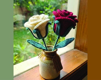 Patrón de rosa a crochet para amigurumi: guía en PDF. Regalo para amantes de las rosas a crochet (descarga digital).