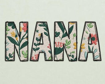 Nana blombroderidesign, vintageblomma mormor presentbroderifil, omedelbar nedladdning