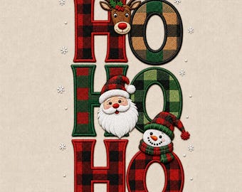 Ho Julbroderidesign, Buffalo Rutig Jultomte Snögubbe Ren (Digital Nedladdning)