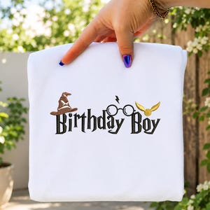 Birthday Embroidery Design, Boy Wizard Celebration Embroidery File, Magical School Inspired Pattern
