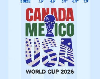 Canada Mexico USA Soccer 2026 Embroidery Design, Instant Download 5 Sizes