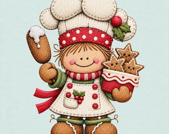 Broderidesign för julbagare, pepparkakor, kockstjärnkakor, maskinbroderi för julkök