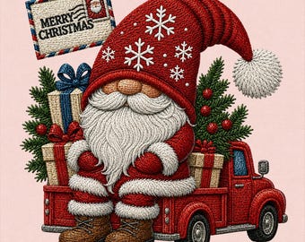 Santa Truck Embroidery Design, Christmas Pickup, Holiday Decor, Kids Shirt, Winter Gift, Digital Download