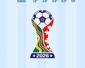 Soccer 2026 Trophy Embroidery Design, Sports Fan Gift, Instant Download 5 Sizes