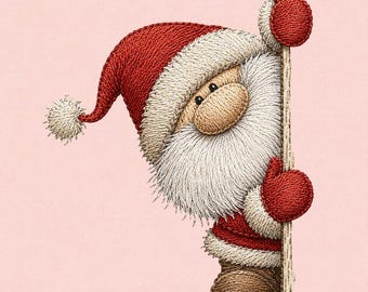 Peeking Santa Embroidery Design, Red Mittens, Christmas Holiday Decor (Digital Download)
