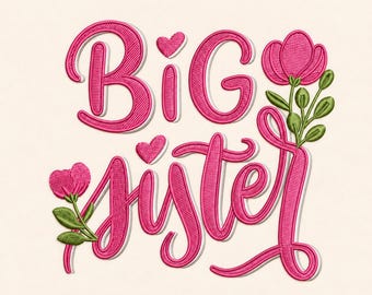 Stickmuster „Große Schwester“ mit Blumenmotiv, rosa Tulpe (PES/DST-Download)