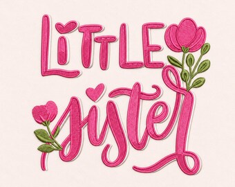 Stickmuster „Kleine Schwester“ mit Blumenmotiv, rosa Tulpe (PES/DST-Download)