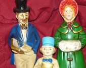 Vintage HOLIDAY Trio Christmas Carolers Paper Mache Figurines MINT Condition