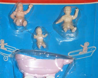 Rare Mint In Package DOLL HOUSE Miniature Baby Carriage and 3 Children