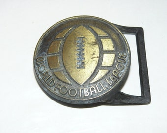 Rare Vintage Belt Buckle WORLD FOOTBALL League