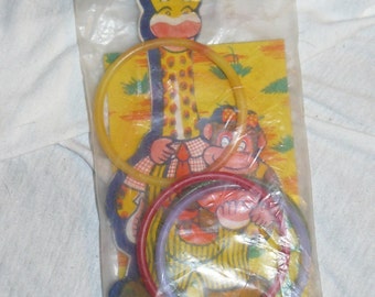 Vintage Old Store Stock RING TOSS Game Mint In Package Giraffe and Monkey