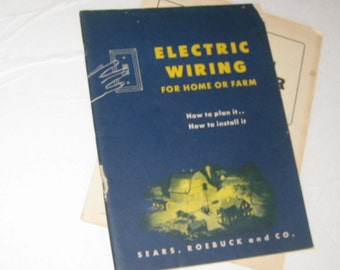 Vintage 1940'S Book ELECTRIC WIRING For Home and Farm Sears Roebuck and Co