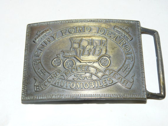 Vintage Belt Buckle Henry Ford Detroit MODEL T Ca… - image 1