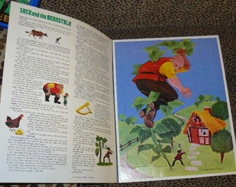 Large Vintage 1973 Whitman FairyTale Book PUZZLE Jack and The Beanstalk Mint Condition