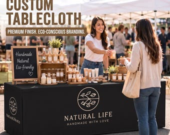 Custom Tablecloth for Corporate Event, Personalized Logo Table Cover, Trade Show Tablecloth, Business Booth Display Cover