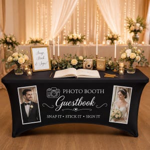 Toalha de mesa personalizada para cabine de fotos, toalha de mesa personalizada para casamento, decoração para livro de assinaturas, festa de aniversário, formatura ou aposentadoria.