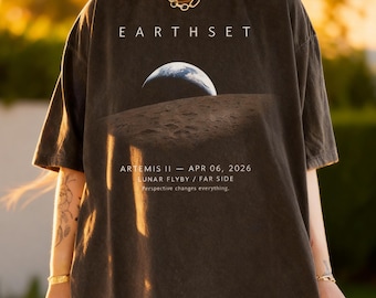 Artemis II Shirt NASA Weltraum T-Shirt Earthset Grafik Shirt, Mond Mission Shirt, Weltraum Liebhaber Geschenk, Astronomie T-Shirt, Unisex übergroßes Shirt