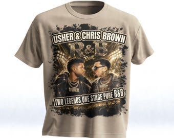 アッシャー＆クリス・ブラウン ツアーTシャツ、R&BレジェンドTシャツ、アッシャー＆クリス・ブラウンTシャツ、R&BコンサートTシャツ、ヴィンテージR&BグラフィックTシャツ、ヒップホップR&BTシャツ