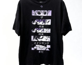 Anime Manga Panel T-Shirt, Japanische Streetwear, Dark Fantasy Graphic Tee