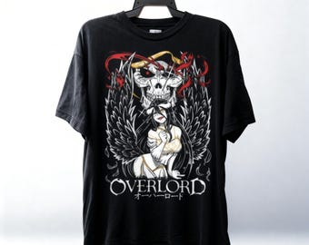 Schädel Engel Flügel OverLORD Anime T-Shirt, Dark Fantasy Gothic Manga T-Shirt