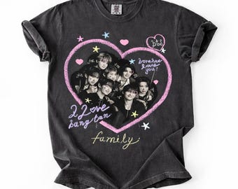 KPOP Comfort Colors® Süßes Kpop T-Shirt, Bangtan Boys Fan Shirt, ARMEE Geschenk T-Shirt, koreanisches Pop Grafik T-Shirt, ästhetisches Herz Design Unisex Shirt