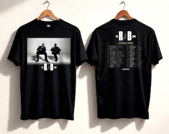 アッシャー＆クリス・ブラウン R&B ツアー シャツ、レイモンド＆ブラウン ツアー T シャツ、アッシャー＆クリス・ブラウン 両面プリント シャツ、R&B コンサート シャツ、ヴィンテージ R&B T シャツ