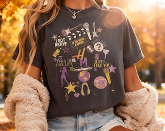 Popstar Collage Grafik T-Shirt, Y2K Musik T-Shirt, Retro Popkultur Kleidung