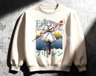 Frieren Anime Grafik Sweatshirt, Elfen Magier Manga Tee, Otaku Geschenk