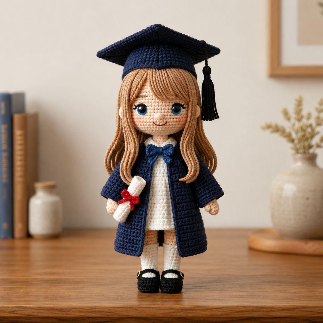 crochet graduation dress Doll Girl Pattern - Amigurumi Graduate Tutorial vintage crochet dress aesthetic