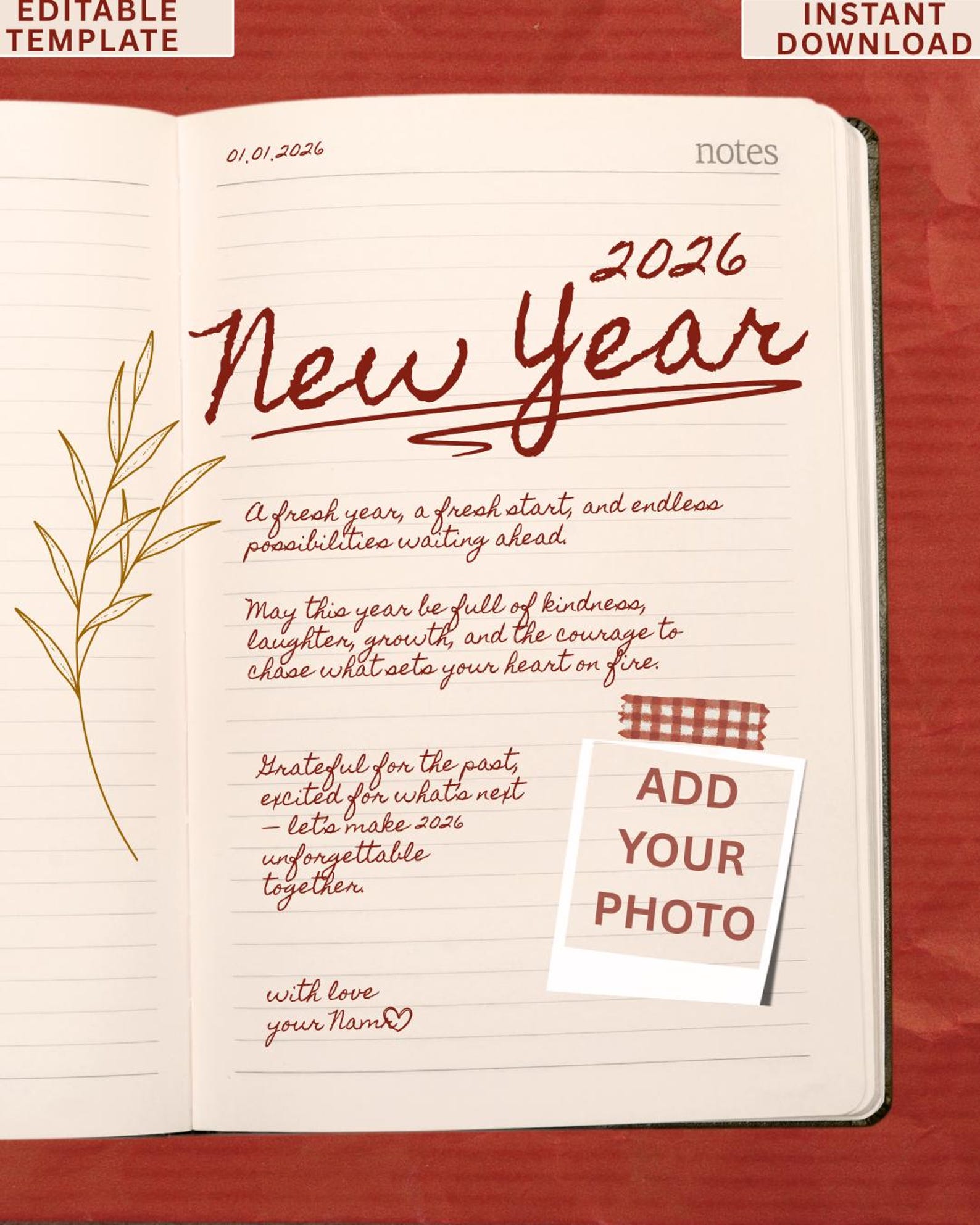 New Year Letter ,canva Template 2026 Look Like Hand Written New