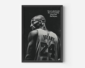 Kobe Bryant 24 Art Print | Black & White Basketball Legend
