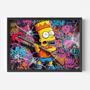 Bart Simpson Graffiti Art Print | Rebel Pop Art, Urban Wall Decor