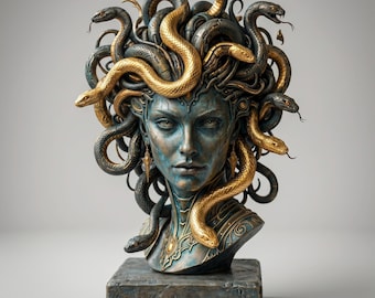 Handcrafted Resin Medusa Bust 20cm, Cyberpunk Statue Inspired by Ancient Greek Mythology ,Futuristic Statue, Dark Academia Cyber Gothic Art