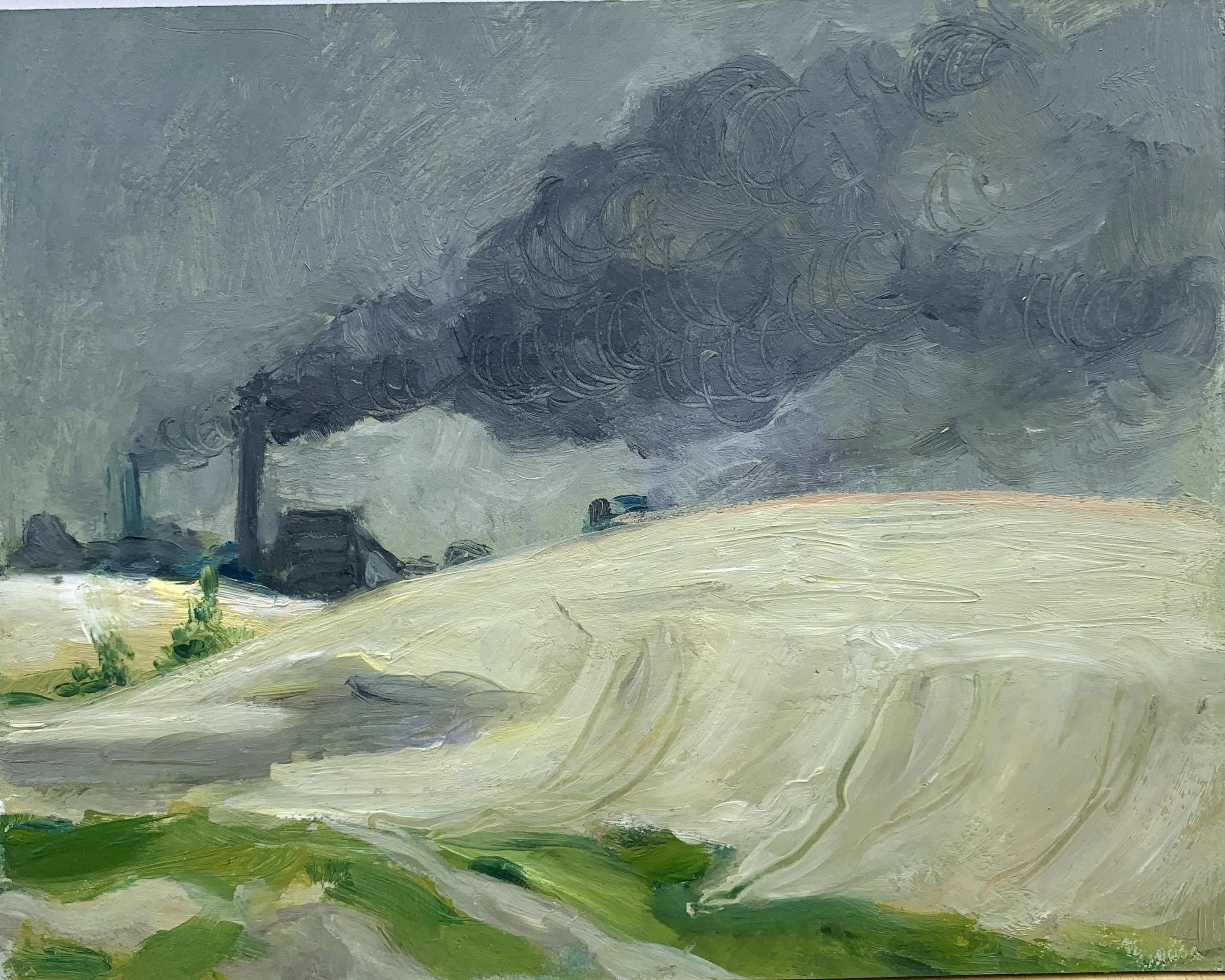 Industrial Landscape.socialist Realism. Original Painting by