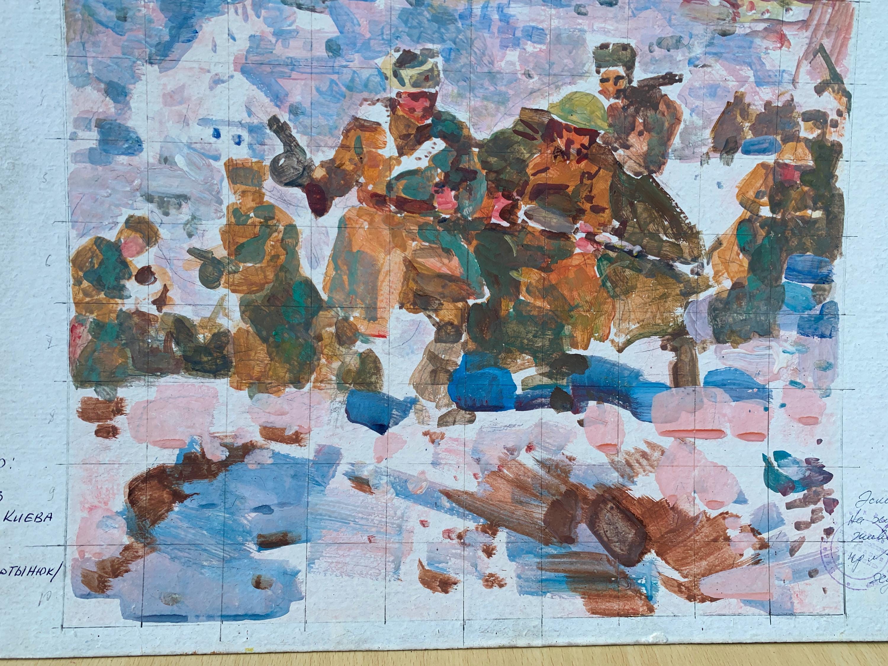 Sketch. Socialist Realism. Original Painting by Ukrainian Artist L
