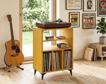 Supporto per giradischi colorato con contenitore per vinili, mobile moderno per giradischi, mobili decorativi Dopamine, contenitore per vinili