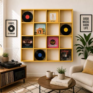 Hylla för vinylskivor | Modulär väggförvaring | LP-displayhylla | Modern kuborganisatör | Skandinavisk vinylförvaring | Hylla för skivsamling