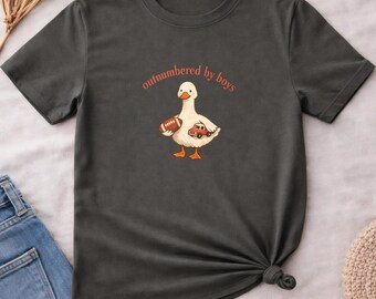 Comfort Colors Funny Boy Mom Goose Shirt, Outnumbered By Boys Tee, Boy Mama Gift, Mothers Day Shirt, Football Truck Mom T-Shirt, Cute Mom