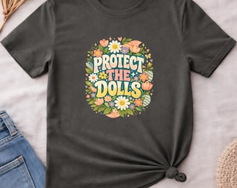 Protect The Dolls Shirt, Trans Rights Feminist Tee, Gender Equality Pride Shirt, Floral Smiley Daisy Boho Retro LGBTQ Activist Tee