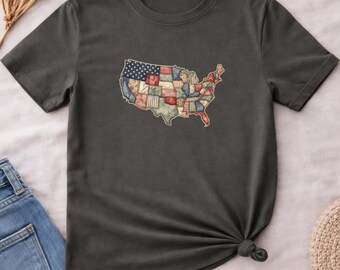 America 250th Anniversary Shirt, USA Flag Map Tee, Patriotic 4th of July Shirt, Independence Day Graphic Top, Print Only — Not a Patch