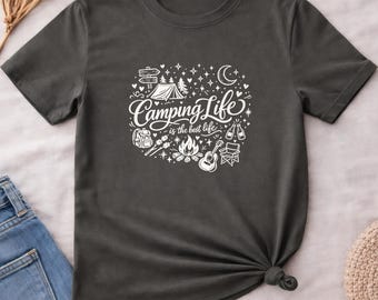 Funny Camping Life Is The Best Life Shirt, Campfire Drinking Camping Tee, Outdoor Adventure Shirt, Hiking, Nature Lover Gift, Happy Camper
