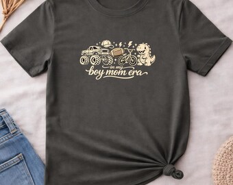 In My Boy Mom Era Shirt, Boy Mom Tee, Football Monster Truck Dinosaur Bike Graphic TShirt, Trendy Sports Mama Gift Tee