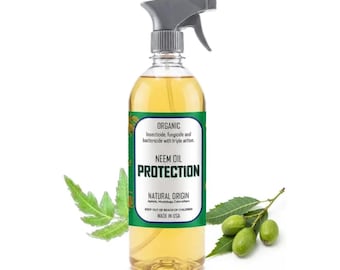 Organic Neem Oil Protection Spray, Insecticide Fungicide for Gardens (16oz)