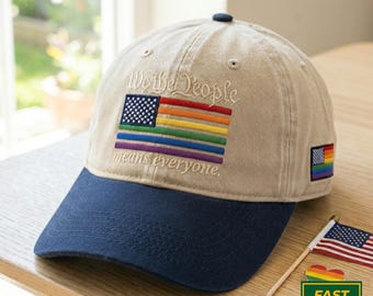 Rainbow Pride Hat Embroidered Trucker Hat Vintage Adjustable Dad Hat We The People Means Everyone