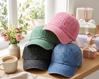 Personalized Embroidered Mama Nana Baseball Cap, Custom Family Gift - Tone on tone