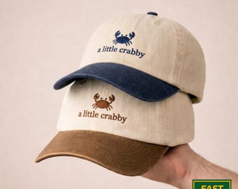 Embroidered A little Crabby Trucker Hat, Hot Girls Summer Two Tone Trucker Cap, Minimalist Beach Outfit